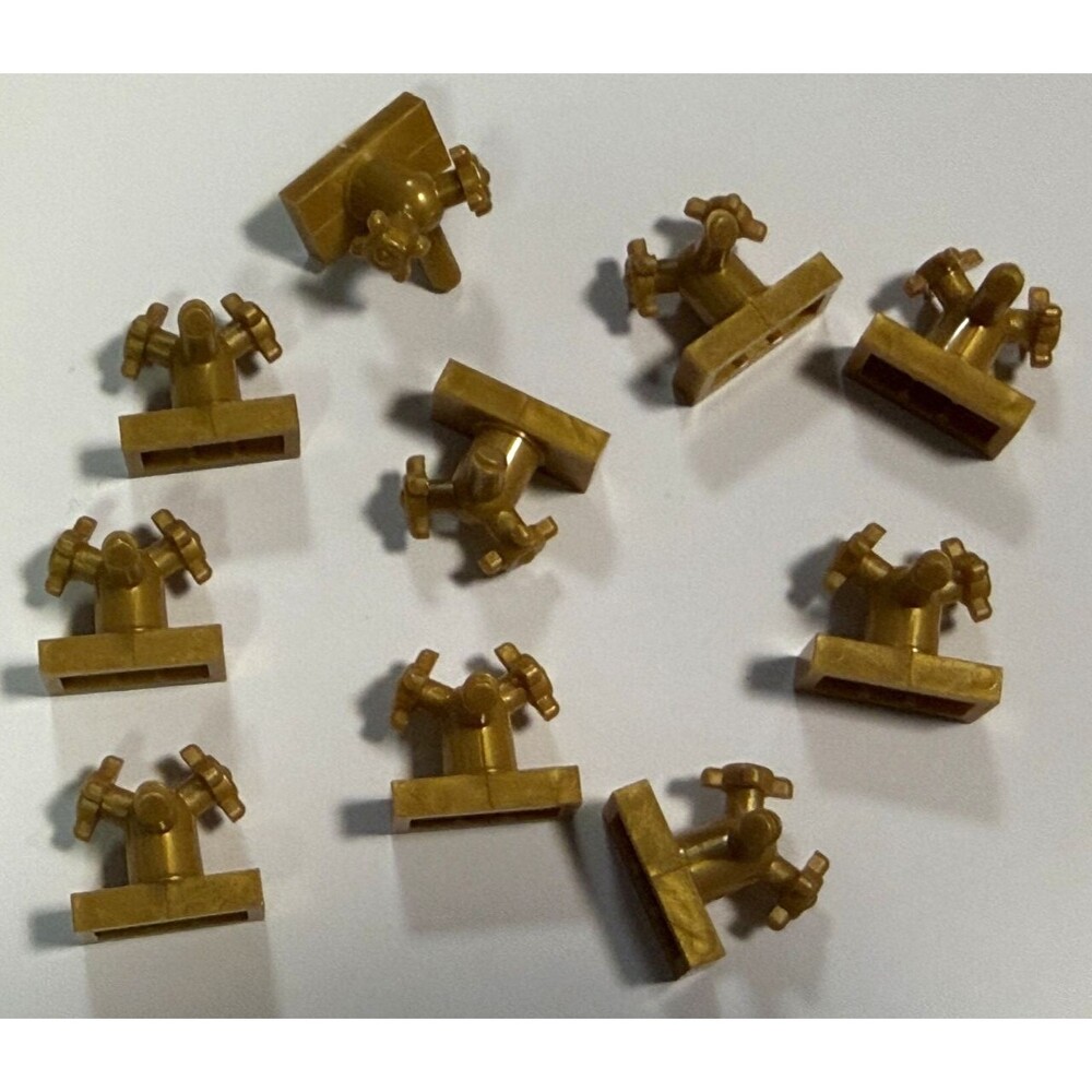 Lego sink--Pearl Gold Faucet Tap 1x2 W/ Dual Small Handles Taps--Friends
